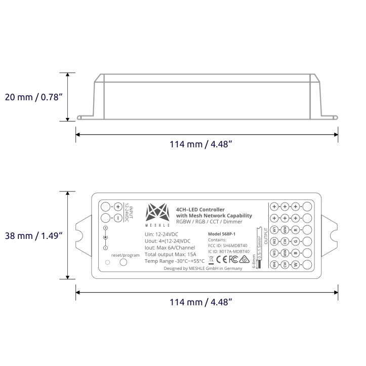 MESHLE flex Pro Dimensions (22m height, 38 mm width, 114 mm long)