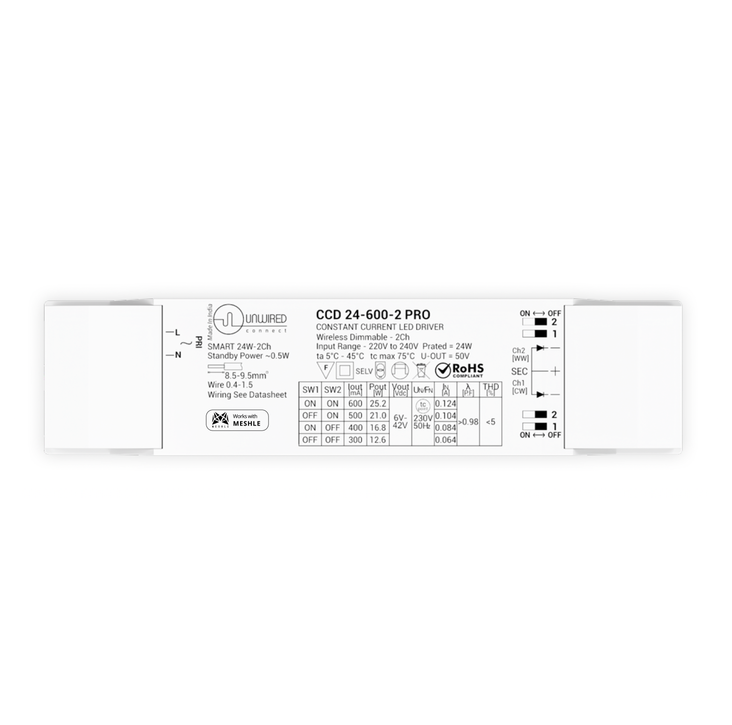 Constant Current CCT LED Driver 6-24W